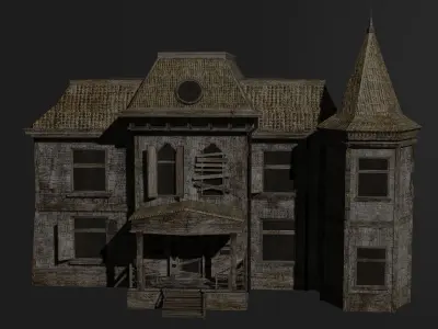 Abandoned old house - realistic low poly Low-poly 3D model