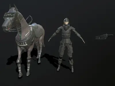 CyberPunk Cavalry Police - RCPD C-Unit Low-poly 3D model