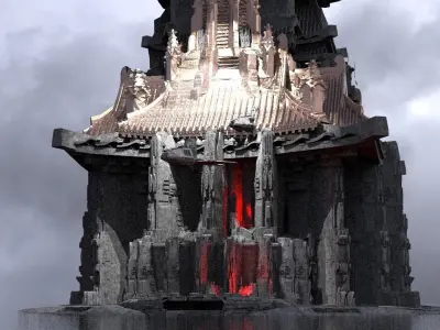 Sci-Fi dark Cyberpunk temples 3  3D model