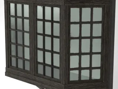 Medieval Bay Window Glass and Wood 3D Model Tudor Low-poly 3D model