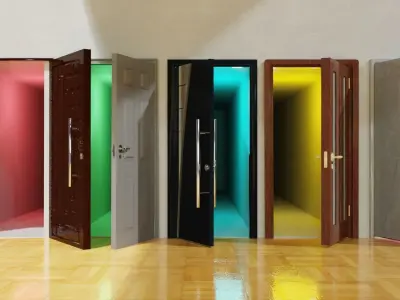 Door Pack l 5 doors no texture Low-poly 3D model