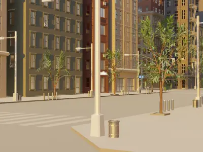 Simple City Low-poly 3D model