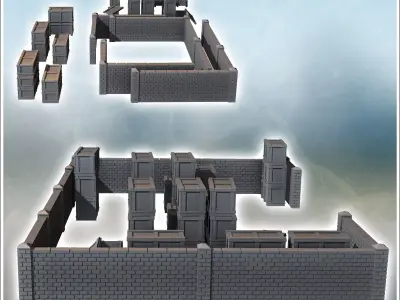 Industrial warehouse with brick walls and storage crates 3 - Mod 3D print model
