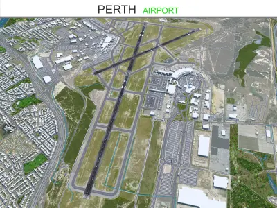 Perth Airport 10km Low-poly 3D model