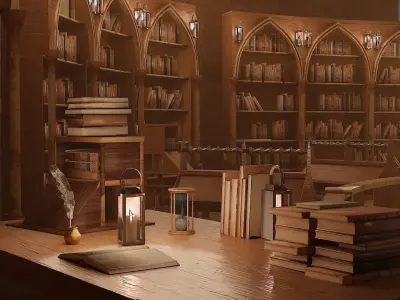 Medieval Library Model Pack Tortilla Low-poly 3D model