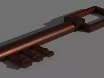 Old Key - Rusty Iron Material 1 Low-poly 3D model