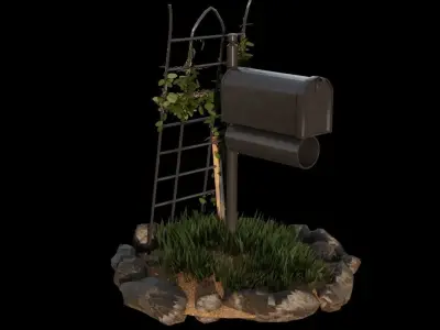 Mailbox with minor landscape Low-poly 3D model