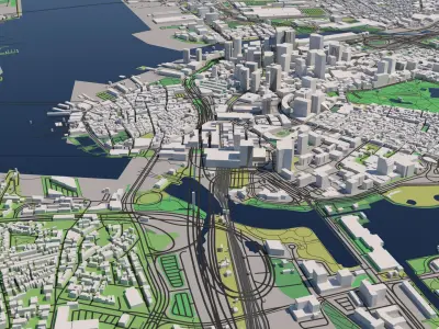 Boston Massachusetts USA 25x25km 3D City Map 3D model