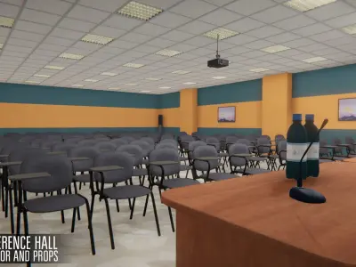 Conference hall - interior and props Low-poly 3D model