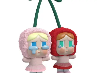 Cry Baby Face Doll Keychain Low-poly 3D model