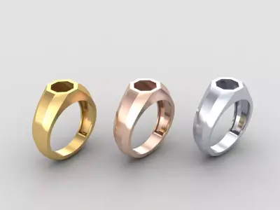octagonal hollow Signet Ring Base 8MM top in All sizes 234-MWC 3D print model