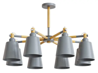 LED pendant chandelier Nordic Macaron 8 lamps Low-poly 3D model