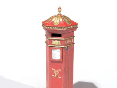 Vintage Post Box Low-poly 3D model