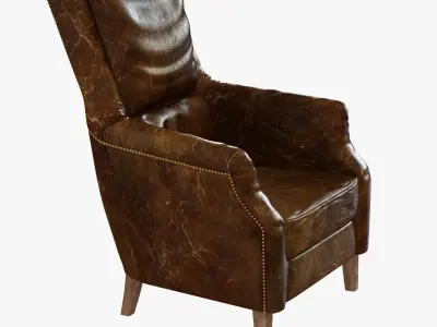 Chelsea Classic Man Room Distressed Cigar Leather Arm Chair 3D model