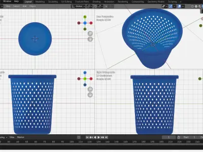 Perforated Plastic Dustbin FREE Free 3D model
