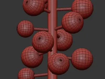 Globo 5 pendant light with gold balls 3D model