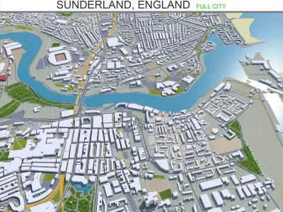 Sunderland England 30km Low-poly 3D model