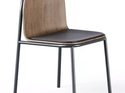 Wooden Upholstered Shell Chair by Annud 3D model