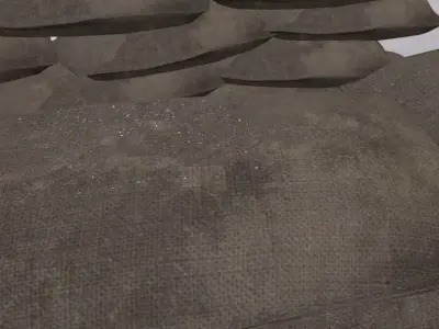  Game Barricade Sandbags Low-poly 3D model