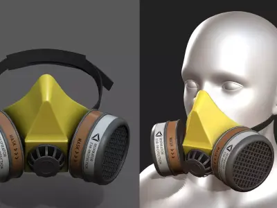 Gas mask respirator scifi military combat  Low-poly 3D model