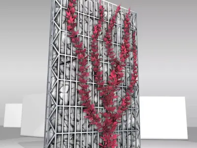 Wild Wine Vine - Autumn - on Gabion Wall - Version 2 Low-poly 3D model