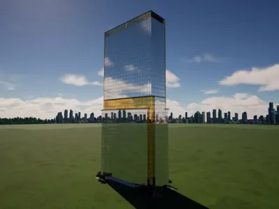 Office tower 3D Model 43 floors Low-poly 3D model