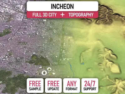 Incheon - 3D City Topography Terrain 3D Model Pack