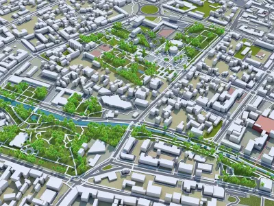 Simferopol Crimean Peninsula 40km Low-poly 3D model