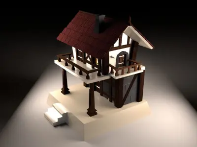 Basic Medieval Building - Low Poly Low-poly 3D model
