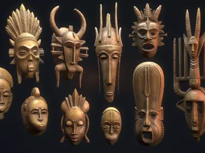 African tribal mask collection  3D Model Pack
