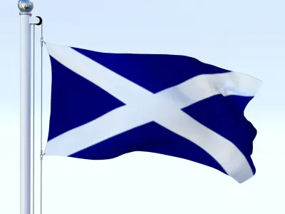 Animated Scotland Flag Low-poly 3D model