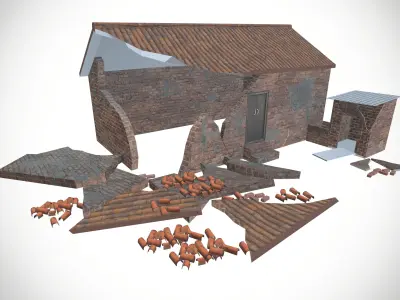 Destroy Brick House Low-poly 3D model