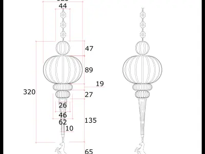 glass chandelier - Ottoman style 3D model