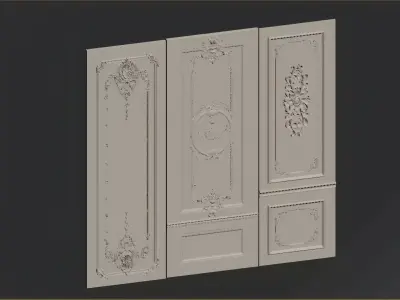 French carved wainscoting 3D model