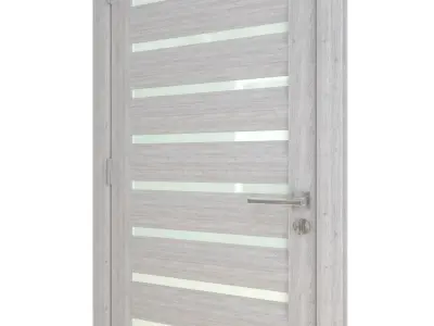 Door-085 wooden door with glass panel 3D model