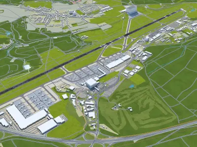 Luxembourg Airport 10km Low-poly 3D model