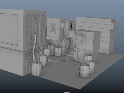 cartoon street Low-poly 3D model