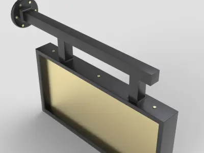 Plastic Rectangular Signboard 3D model