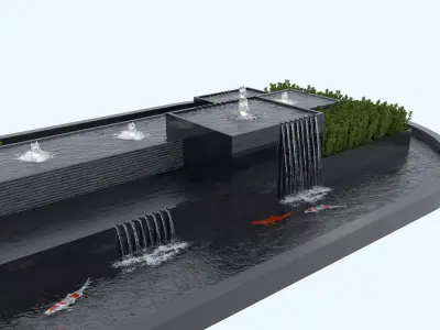 Waterfall Fountains modern Landscape 08 3D model