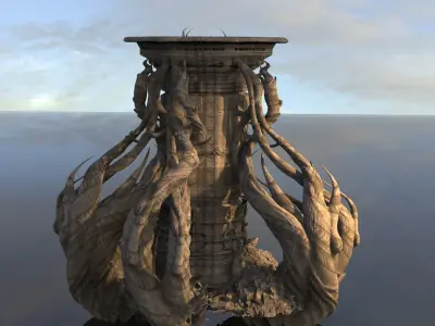 Giant Persian stone pillar 3D model