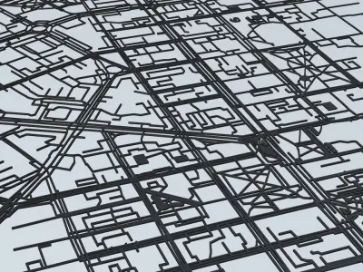 Novosibirsk Road Network and Streets 3D model