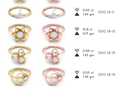  light weight ladies rings  3D print model