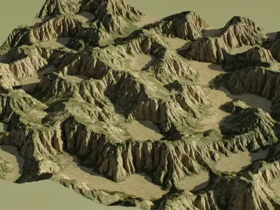 Realistic Valley 3D Terrain Environment PBR Ready Low-poly 3D model
