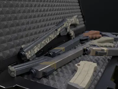 Sci-Fi Assault Rifle PBR Low-poly 3D model