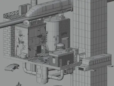 Cyberpunk city Low-poly 3D model