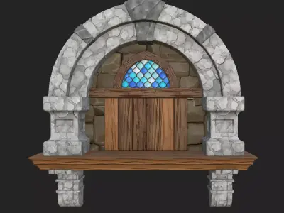 Stylized Medieval Window Game-Ready Low Poly PBR Low-poly 3D model