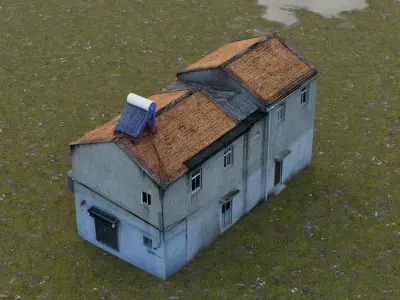 Rural Self-built House Low-poly 3D model