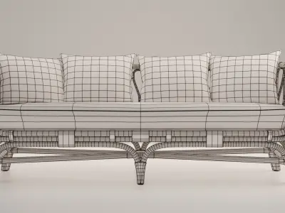 Woven Rattan Sofa 3D model