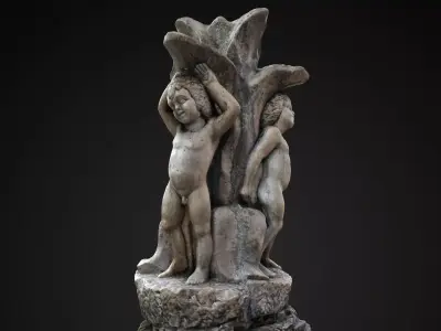 Water fountain sculpture Low-poly 3D model