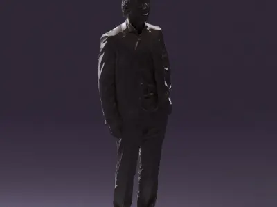 Man in full light blue suit strippet tshirt 0876 3D Print Ready 3D print model